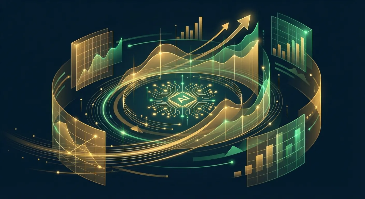 AI 投資報酬率分析的抽象視覺化呈現