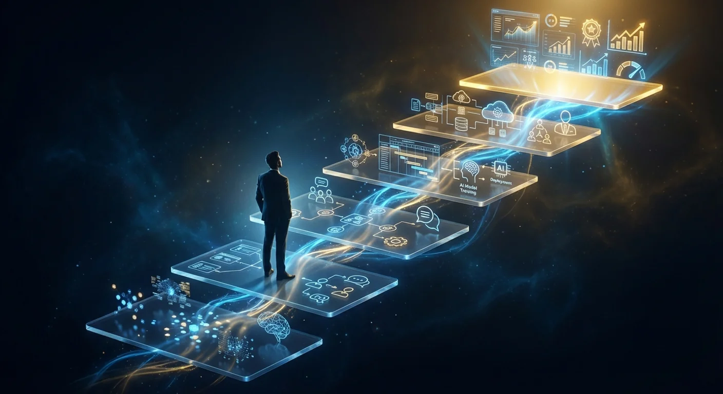 Visualisierung des stufenweisen GenAI-Praxispfads für Unternehmen