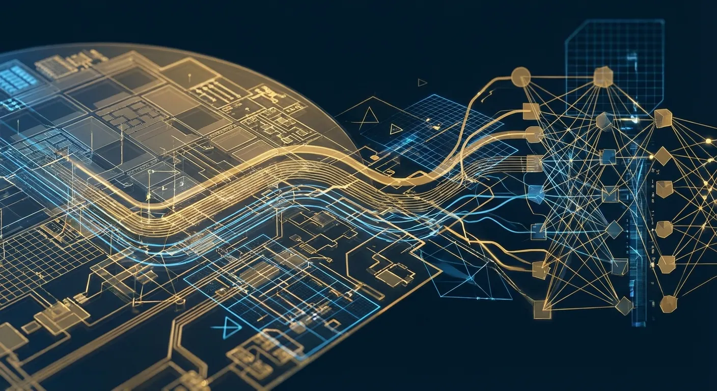 半導體 AI 智慧製造的抽象視覺化呈現