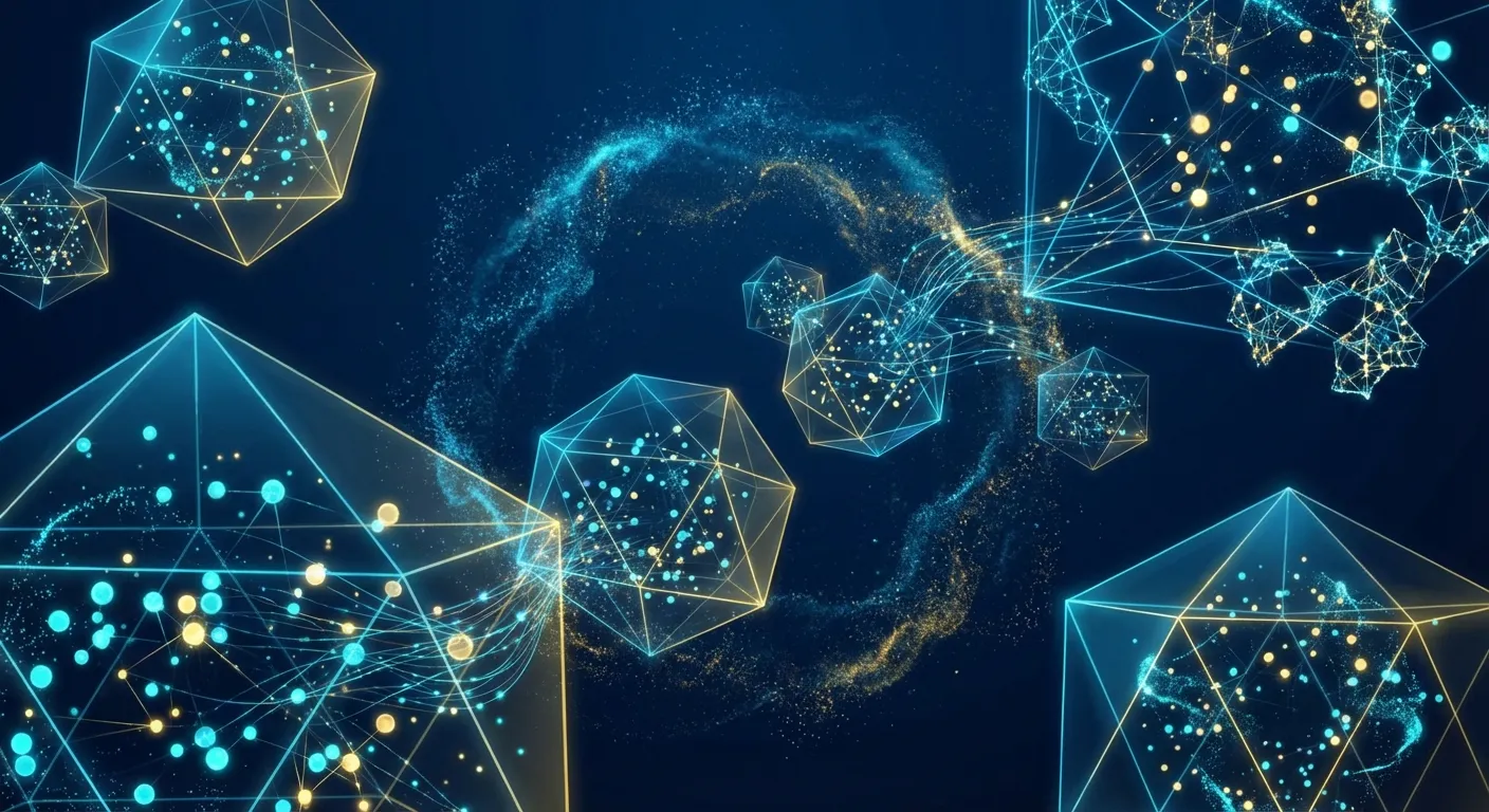 向量空間中高維度資料點的視覺化搜尋示意圖